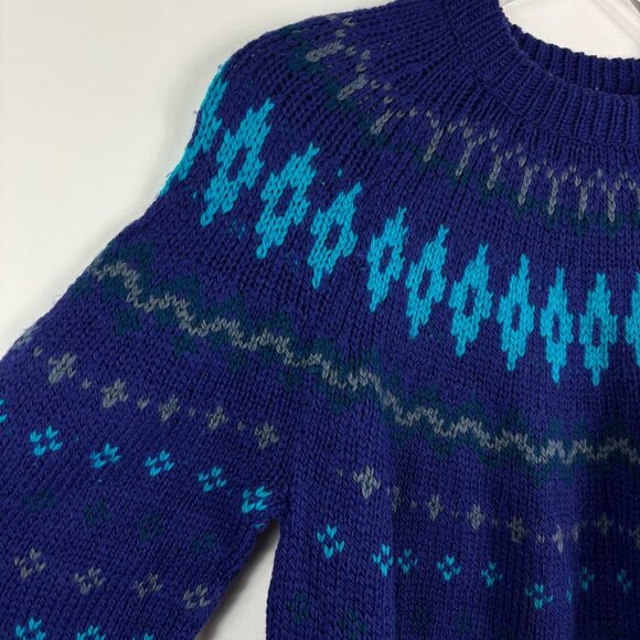 Vintage Nomadic Traders women sweater M purple print Wool hippie Gorpcore aztec - Picture 7 of 12